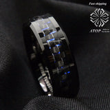 Men's Tungsten Ring with Carbon Fiber 8mm