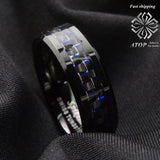 Men's Tungsten Ring with Carbon Fiber 8mm
