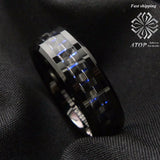 Men's Tungsten Ring with Carbon Fiber 8mm