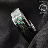 Men's Tungsten Ring with Carbon Fiber 8mm and Green Band