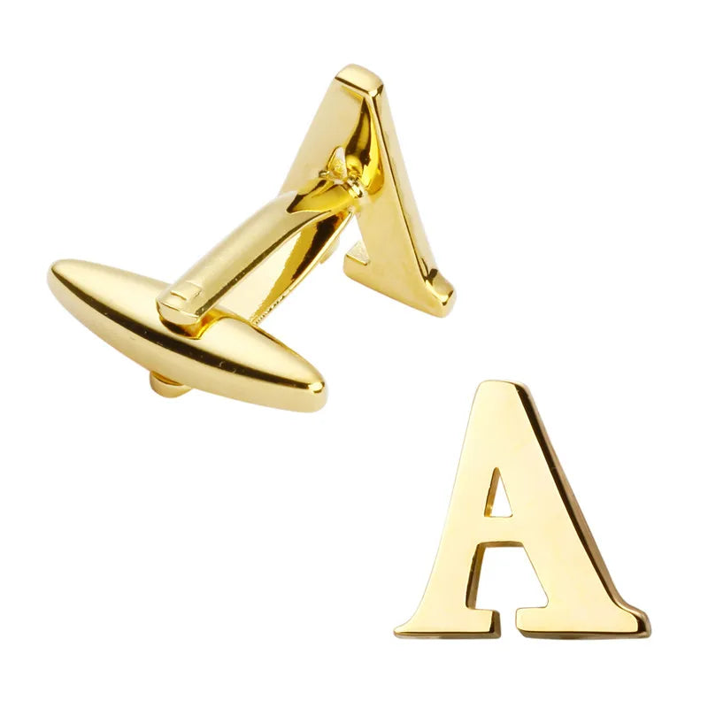 Men's Metal/Gold French Shirt Cufflinks with A Logo