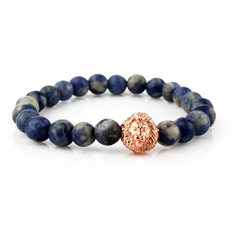 Men's Sodalite Stone Bracelet with Turkey Lion