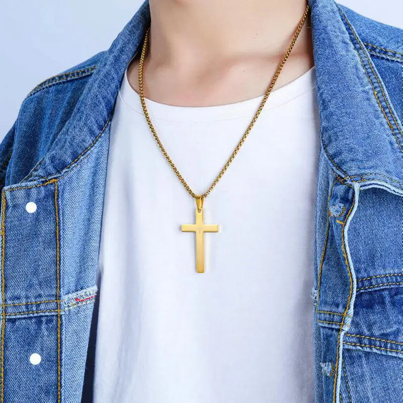 Men's Stainless Steel Pendant Cross Scripture