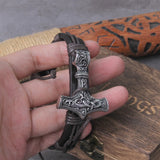 Men's Thor's Hammer Wrap Viking Bracelet with Box