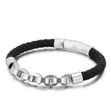 Men's Titanium Steel Leather Bracelet Braided Design