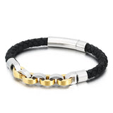 Men's Titanium Steel Leather Bracelet Braided Design