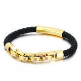 Men's Titanium Steel Leather Bracelet Braided Design