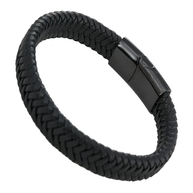 Men's Titanium Leather Bracelet