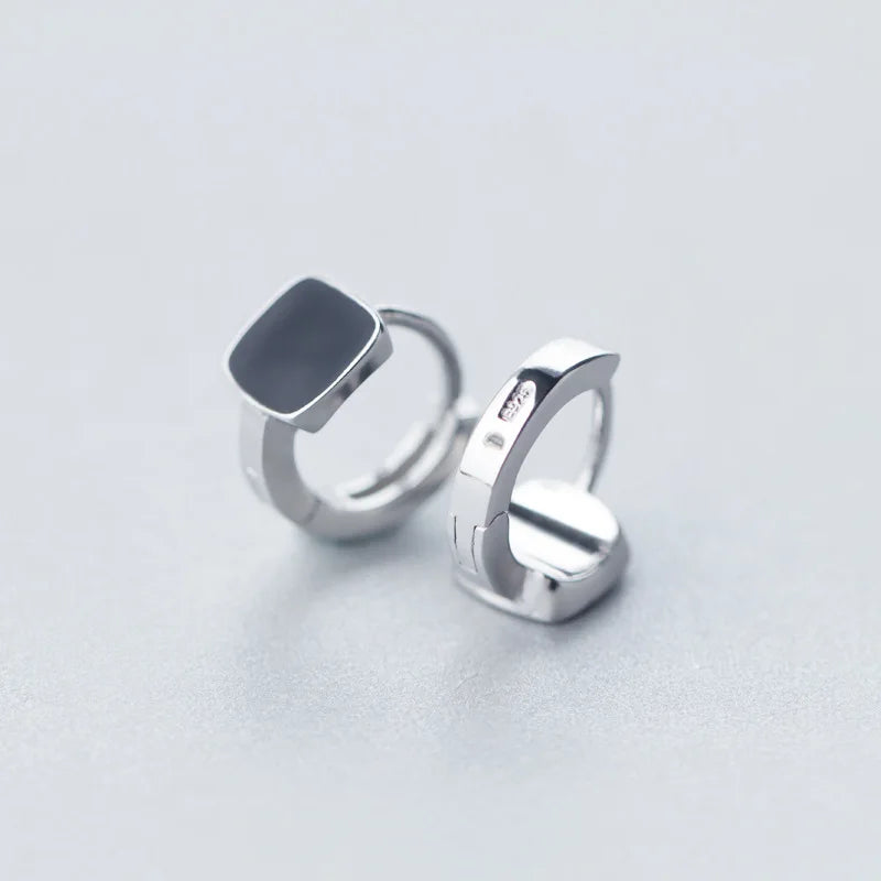 925 Sterling Silver Square Hoop Huggie Earrings 7mm*12mm