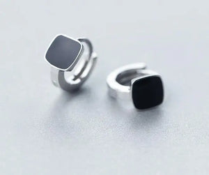 925 Sterling Silver Square Hoop Huggie Earrings 7mm*12mm