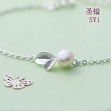 Mendittorosa Pearl Leaves Hand Chain Plating Freshness Jewelry Edition