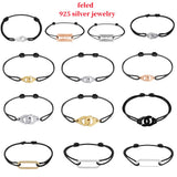 French 925 Silver Rose Ladies Handcuffs Bracelet Adjustable Jewelry