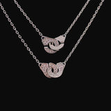 Diamond Handcuff Pendant Necklace 925 Sterling Silver Women Jewelry