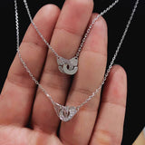 Diamond Handcuff Pendant Necklace 925 Sterling Silver Women Jewelry