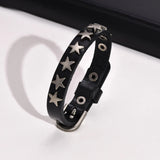 Vintage Leather Bracelet with Metal Stars Charm, 10.5mm Width