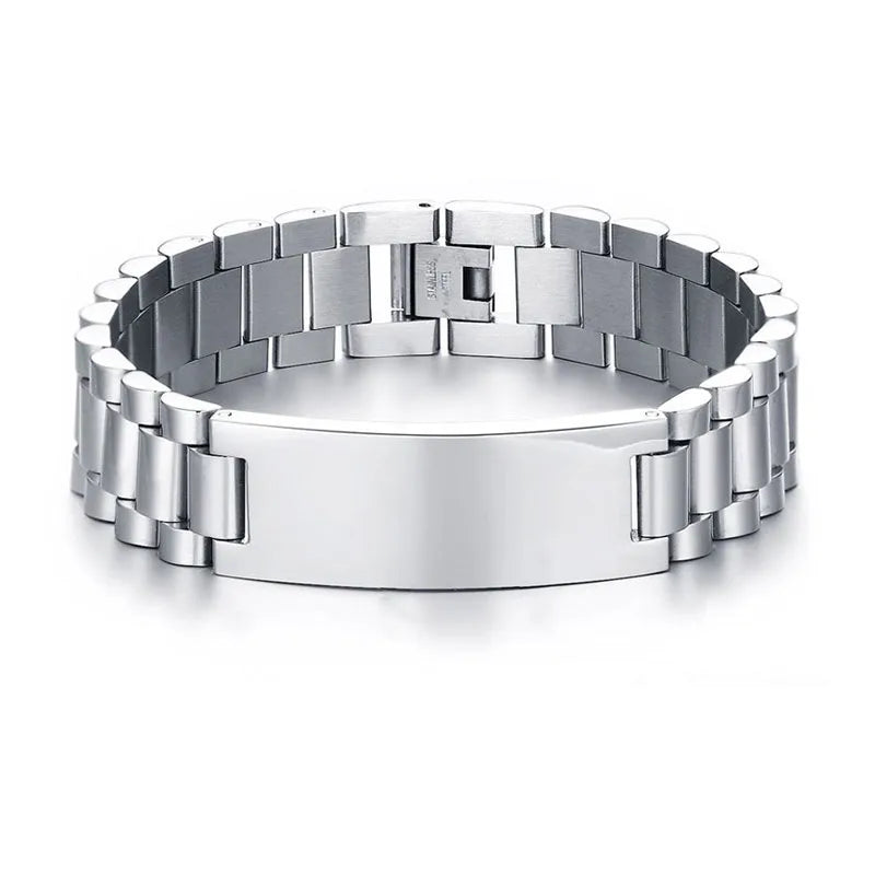 Personalized 15mm Wide ID Tag Bracelet Love Name Engrave