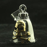 Men's Stainless Steel Biker Cross Skull Bell Pendant