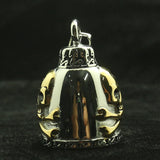Men's Stainless Steel Biker Cross Skull Bell Pendant
