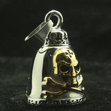 Men's Stainless Steel Biker Cross Skull Bell Pendant