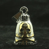 Men's Stainless Steel Biker Cross Skull Bell Pendant