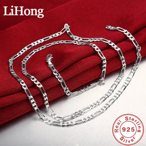 Mens 4MM 925 Sterling Silver Chain Necklace for Women Men Kids 40-75cm Jewelry