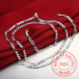 925 Sterling Silver 4MM Chain Necklace 16''-30''