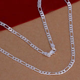 Mens 4MM 925 Sterling Silver Chain Necklace for Women Men Kids 40-75cm Jewelry