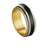 Mens 8mm Steel Scroll Ring Double Layer Band Engagement Wedding