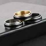 Mens 8mm Stainless Steel Two Layer Scroll Finger Ring