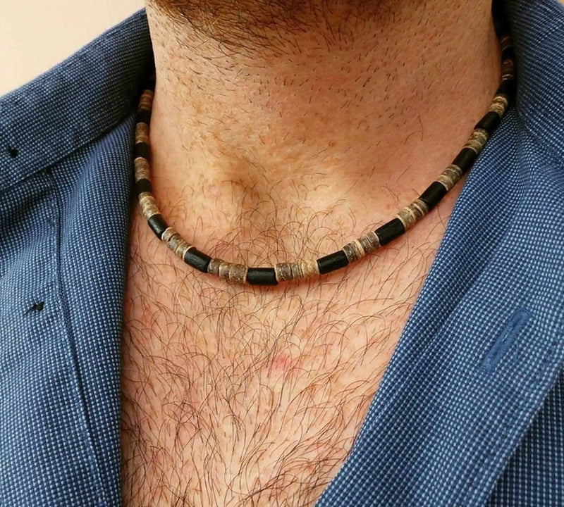 Mens Beaded Necklace African Surfer Necklace