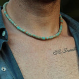 Turquoise Beaded Necklace for Men - African Surfer Style