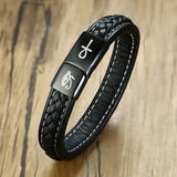 Men's Leather Bracelet Set Eye of Horus Ankh Cross Christmas Gift