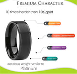 Tungsten Carbide Wedding Band Flat Brushed Polished Finish Comfort Fit