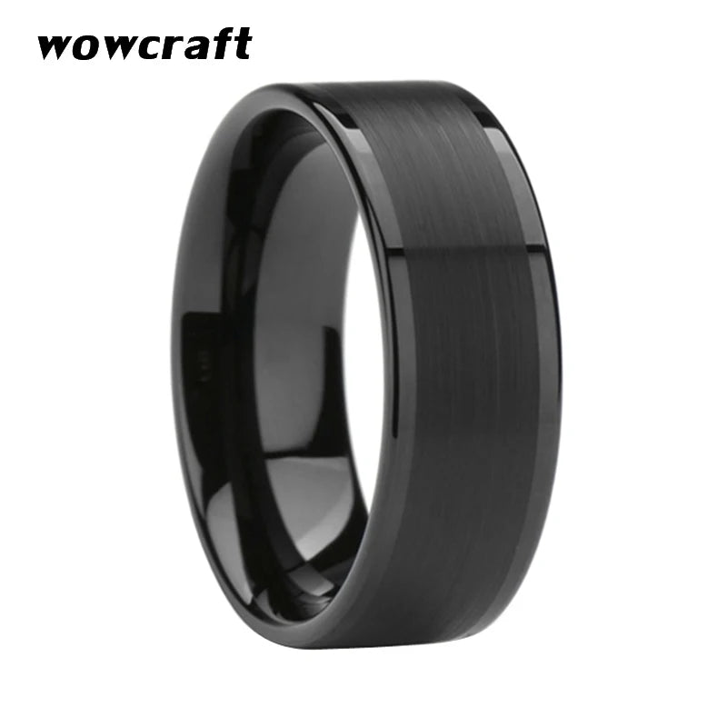 Tungsten Carbide Wedding Band Flat Brushed Polished Finish Comfort Fit