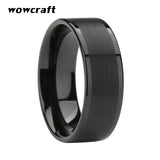 Tungsten Carbide Wedding Band Flat Brushed Polished Finish Comfort Fit