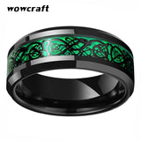 Dragon Tungsten Wedding Ring Green Carbon Fiber Male Jewelry