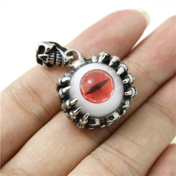 316L Stainless Steel Gothic Ghost Claw Cat Eye Pendant