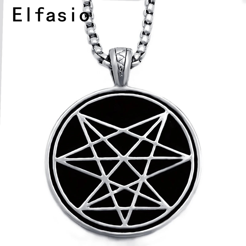 Chaos Star Symbol Amulet Pewter Pendant with Chain
