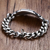 Mens Bracelet Heavy Cuban Chain Stainless Steel Freemasons