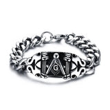 Mens Bracelet Heavy Cuban Chain Stainless Steel Freemasons