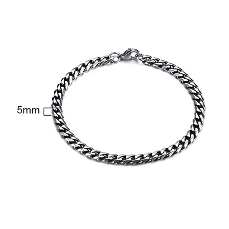 Miami Cuban Link Chain Bracelet, 3-11mm Stainless Steel Men's Brazalet