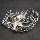 Fox Stone Eyes Steel Bracelet Biker