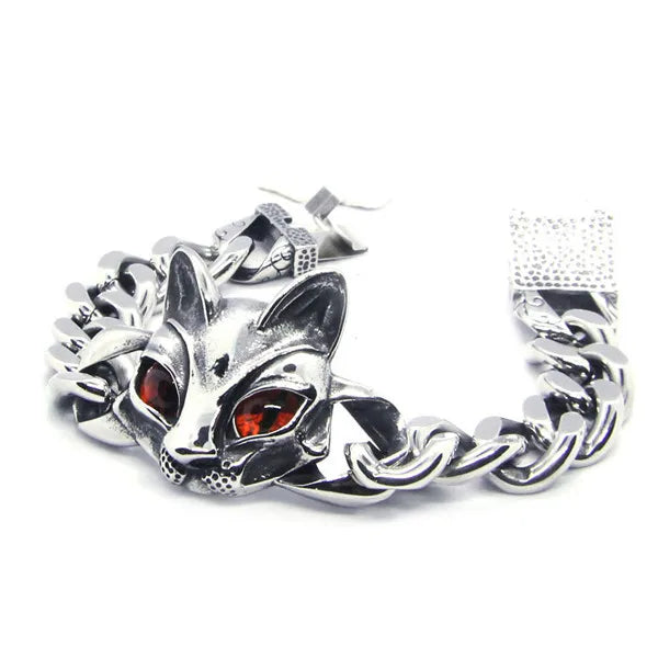Fox Stone Eyes Steel Bracelet Biker