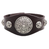Dragon Studded Vintage Bracelet - Wide Leather for Men