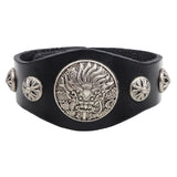 Dragon Studded Vintage Bracelet - Wide Leather for Men