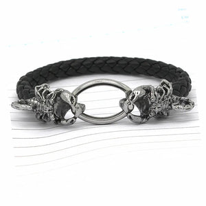 Men's Leather Skull Tiger Snake Dragon Scorpion Bracelet
