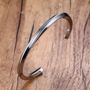 Men's Stainless Steel Twist Cuff Bangle
