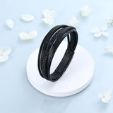 Braided Leather Cremation Urn Bangle with Cross