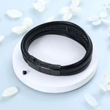 Braided Leather Cremation Urn Bangle with Cross