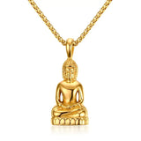 Buddha Pendant Necklace Amulet Talisman Necklaces Gold-color Stainless Steel
